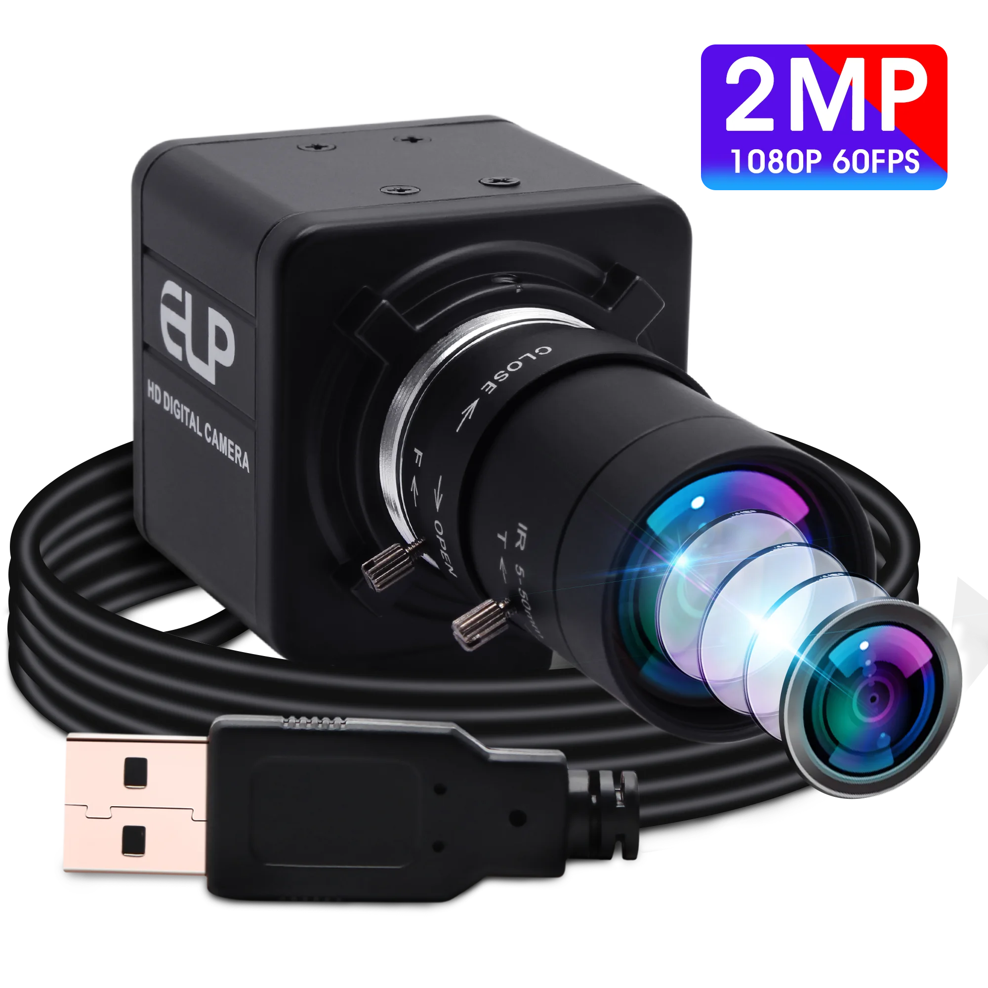 ELP High Speed Camera 260fps 120fps 60fps 1080p 720p Manual Zoom Webcam OV4689 UVC Plug Play PC USB Camera for Motion Video