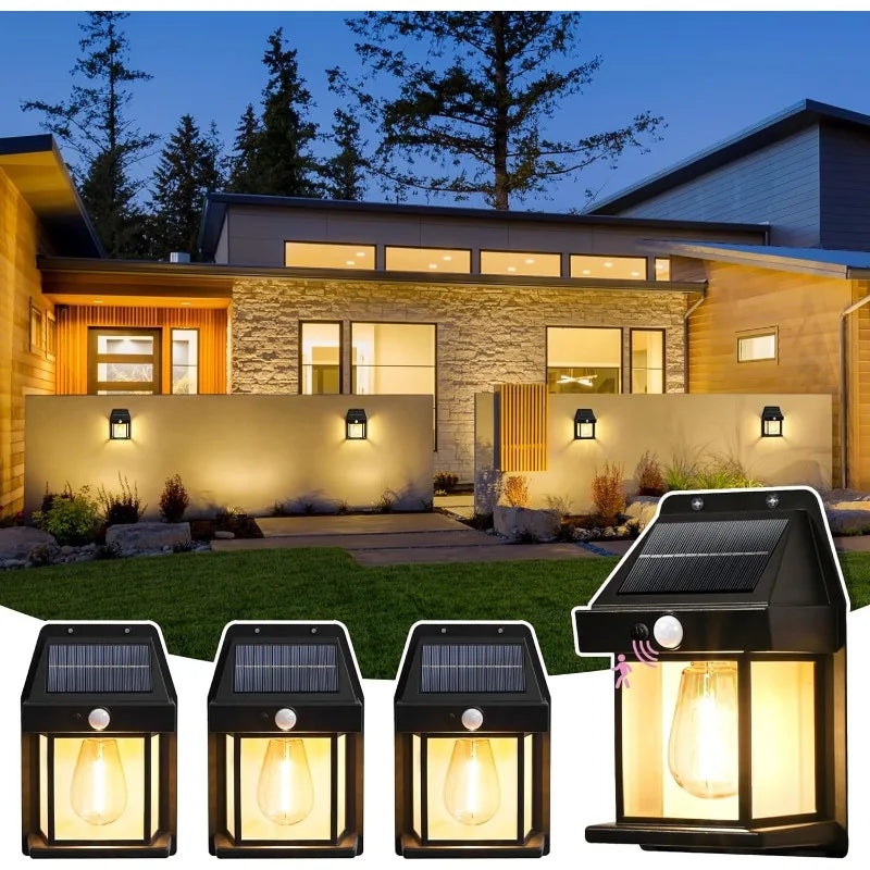 Solar Lights Outdoor Waterproof Solar Porch Lights for Door Patio Yard Outside Decorative Motion Sensor with 3 Lighting Modes