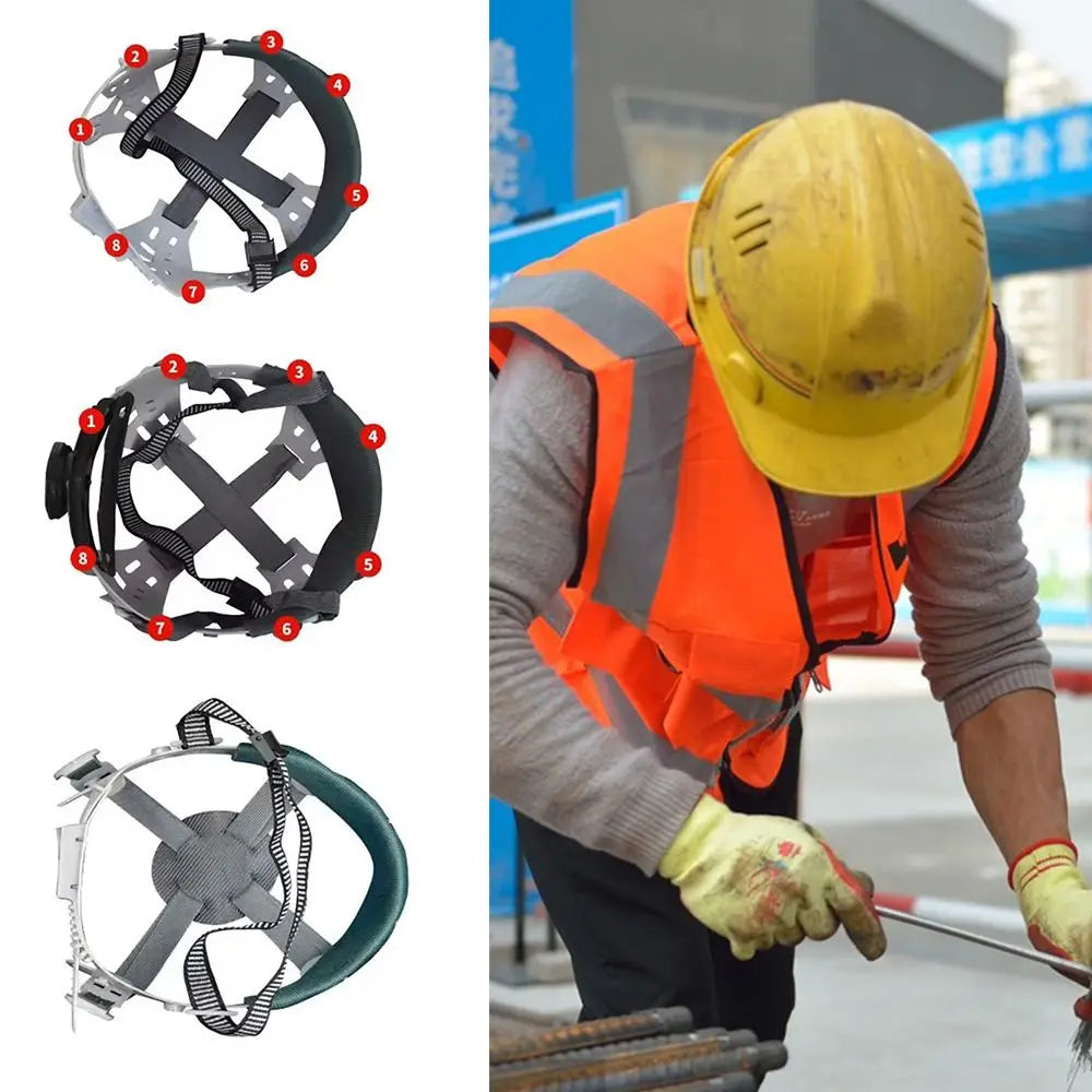 Hot 4/8 Points Support Helmet Lining Knob/button Suspension System Hat Adjustable Lock Strap Black&grey Head Belt