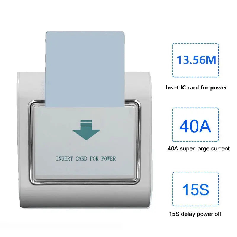 Hotel Electric Energy Saving Switch High Frequency 13.56M IC Card 80-240V Wide Support 110V 127V 220V 40A 15s Time Delay