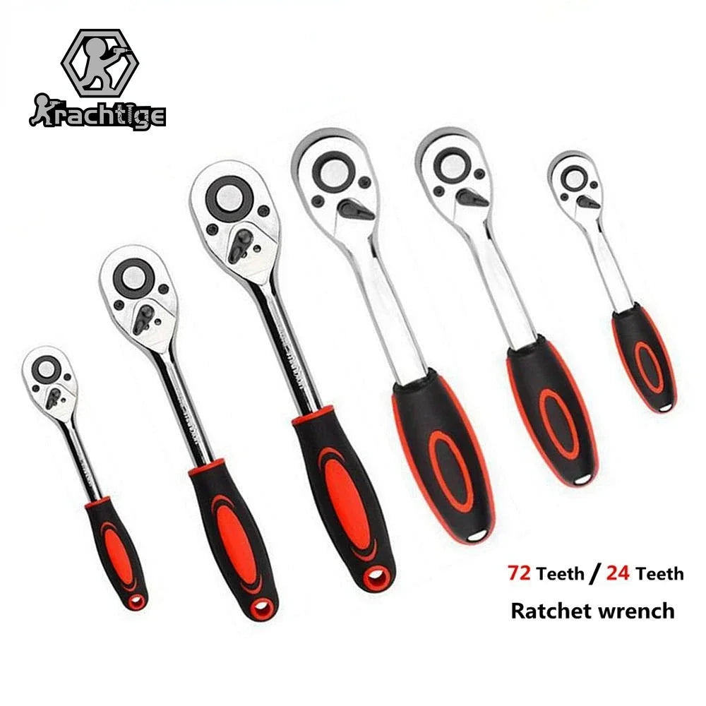 24/72 Teeth Ratchet Wrench 1/4" 3/8" 1/2" Universal Quick Release Socket Ratchet Wrench Hand Tools