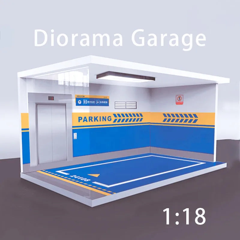 1 18 Garage Diecast Display Cabinet For Model Cars Minicar Vehicles Pcv Parking Lot HD Acrylic With Light MODEL TOY CAR