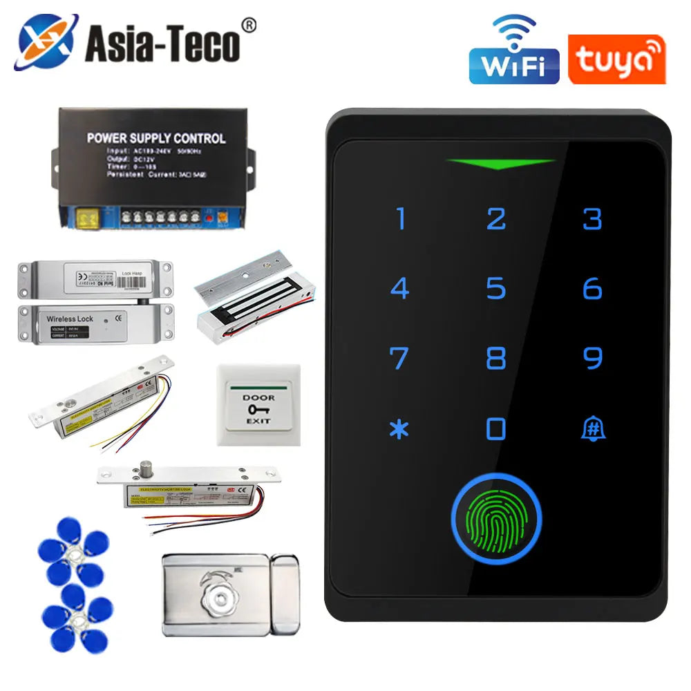Tuya NFC Bluetooth Backlit Touch Keypad Access Control IP65 Waterproof RFID 13.56MHz Biometric Fingerprint Door Opener Keyboard