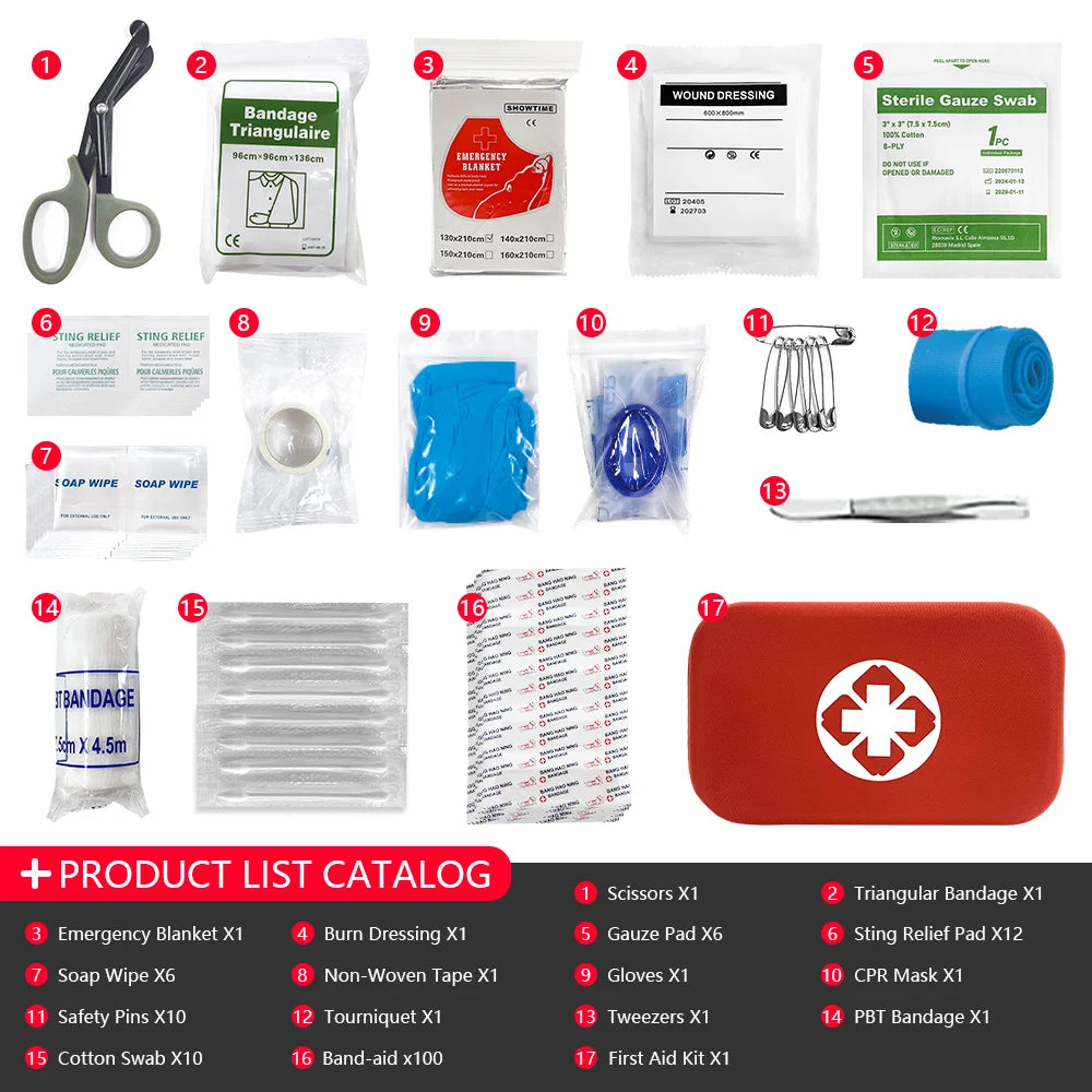155pcs Emergency Medicial First Aid Bag Mini Travel Camping Car Outdoor Rescue Survival Kit Portable EVA Case Storage