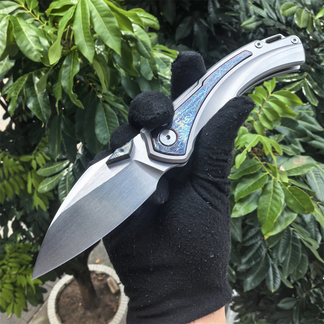 M390 Steel Folding Knife TC4 Titanium Alloy Handle Bearing Camping Outdoor Survival Hunting EDC Rescue Fishing Defense Tool