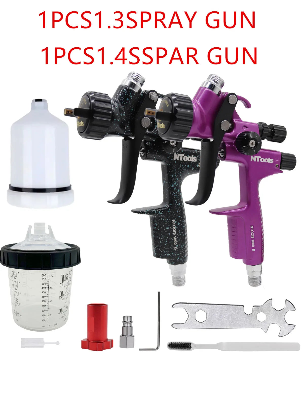 NTOOLS SPRAY GUN HVLP 1.3/1.4MM 2 pieces Spray painting tools, automotive spray guns, air professional spray guns