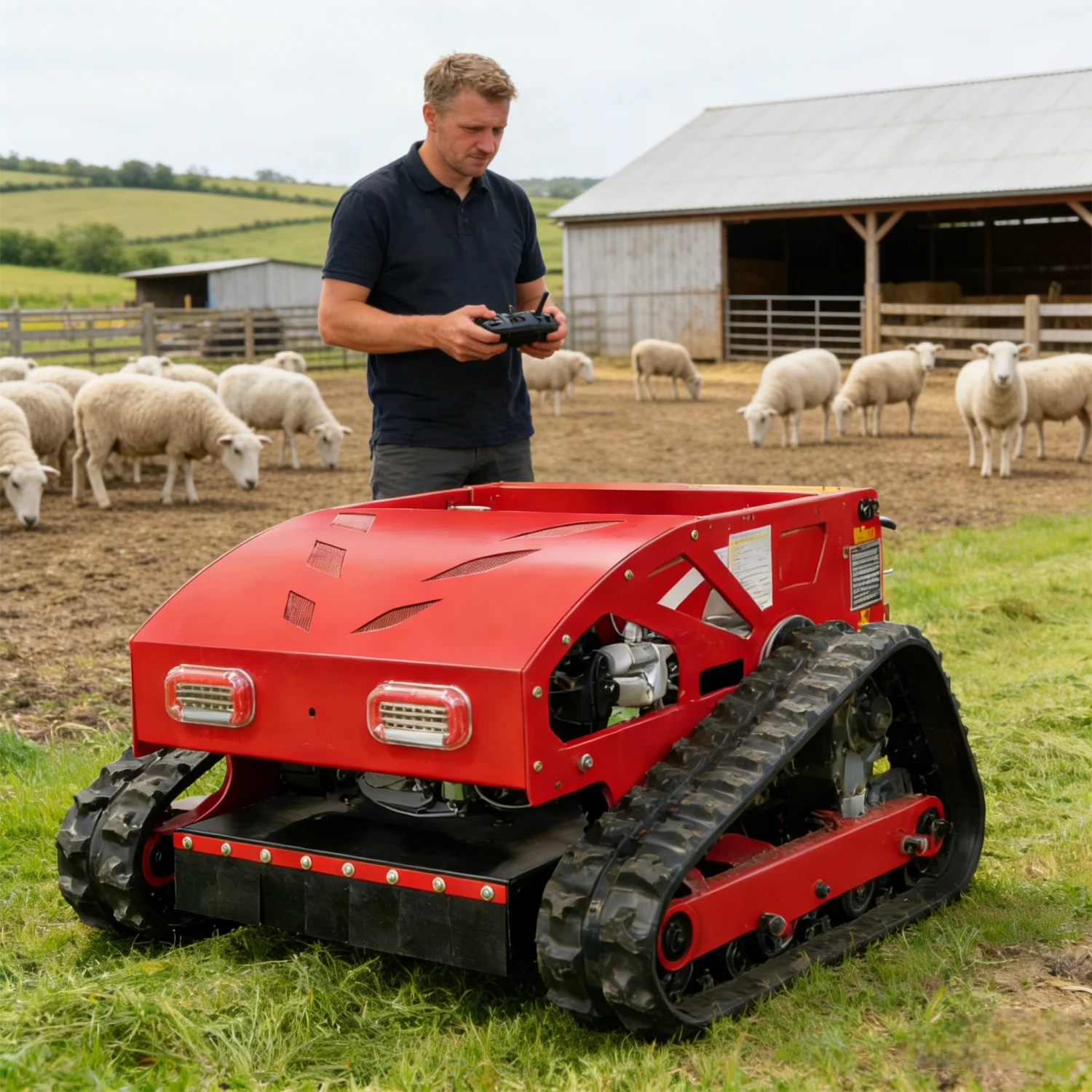 Multi Functional Remote Controlled Lawn Mower Suitable For All Terrains Rubber Tracks Factory Customized Made Low Price
