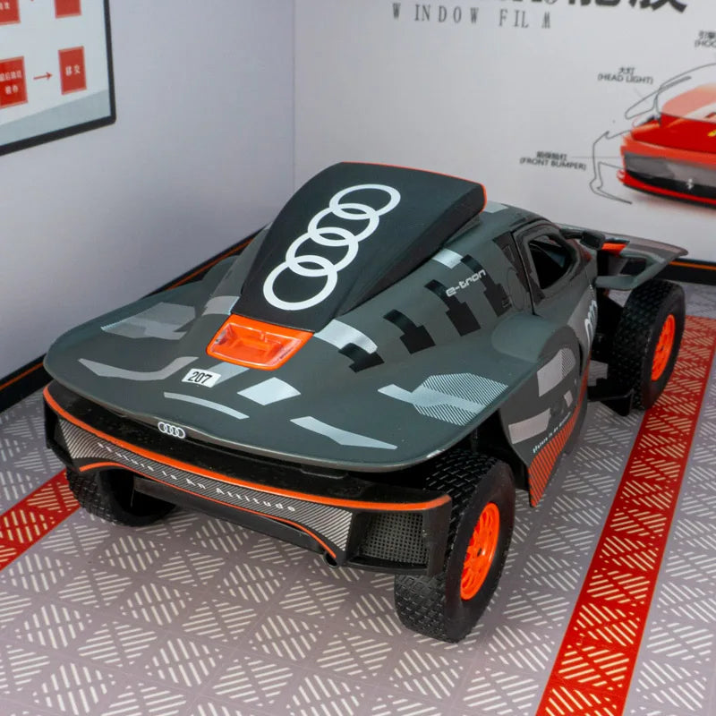 rastar 1:24 Audi RS Q e-tron alloy racing car model car ornaments collection door can be opened to give boys gifts.