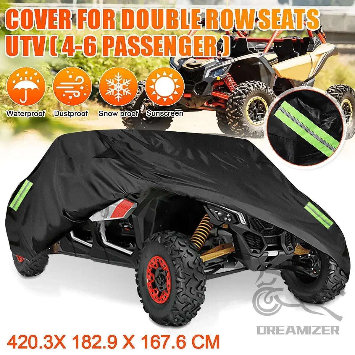 4-6 Seaters RZR UTV Covers Waterproof Outdoor Heavy Duty Fadeless Oxford Cloth Windproof All Weather Covers Accessories