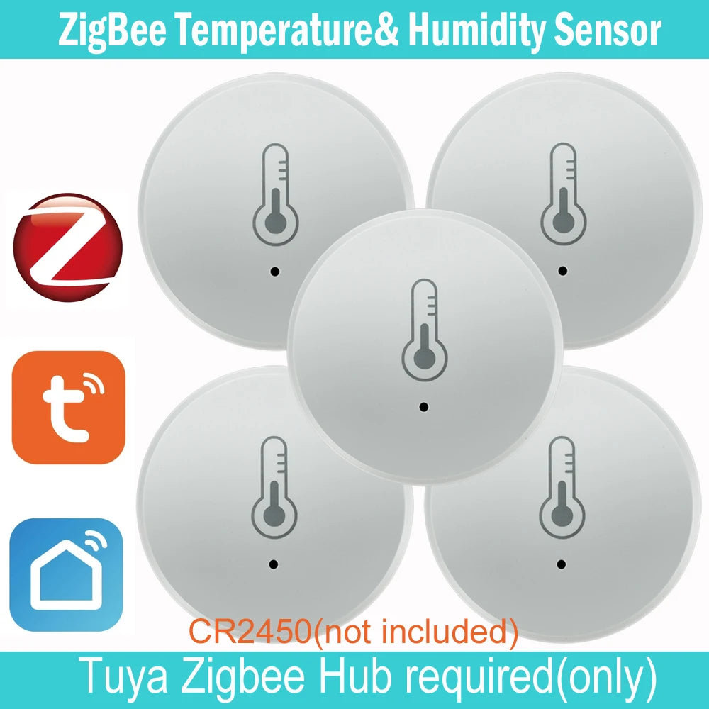 Tuya Zigbee Temperature And Humidity Sensor Voice Control Intelligent Home Hygrometer Monitoring need tuya Gateway no battery