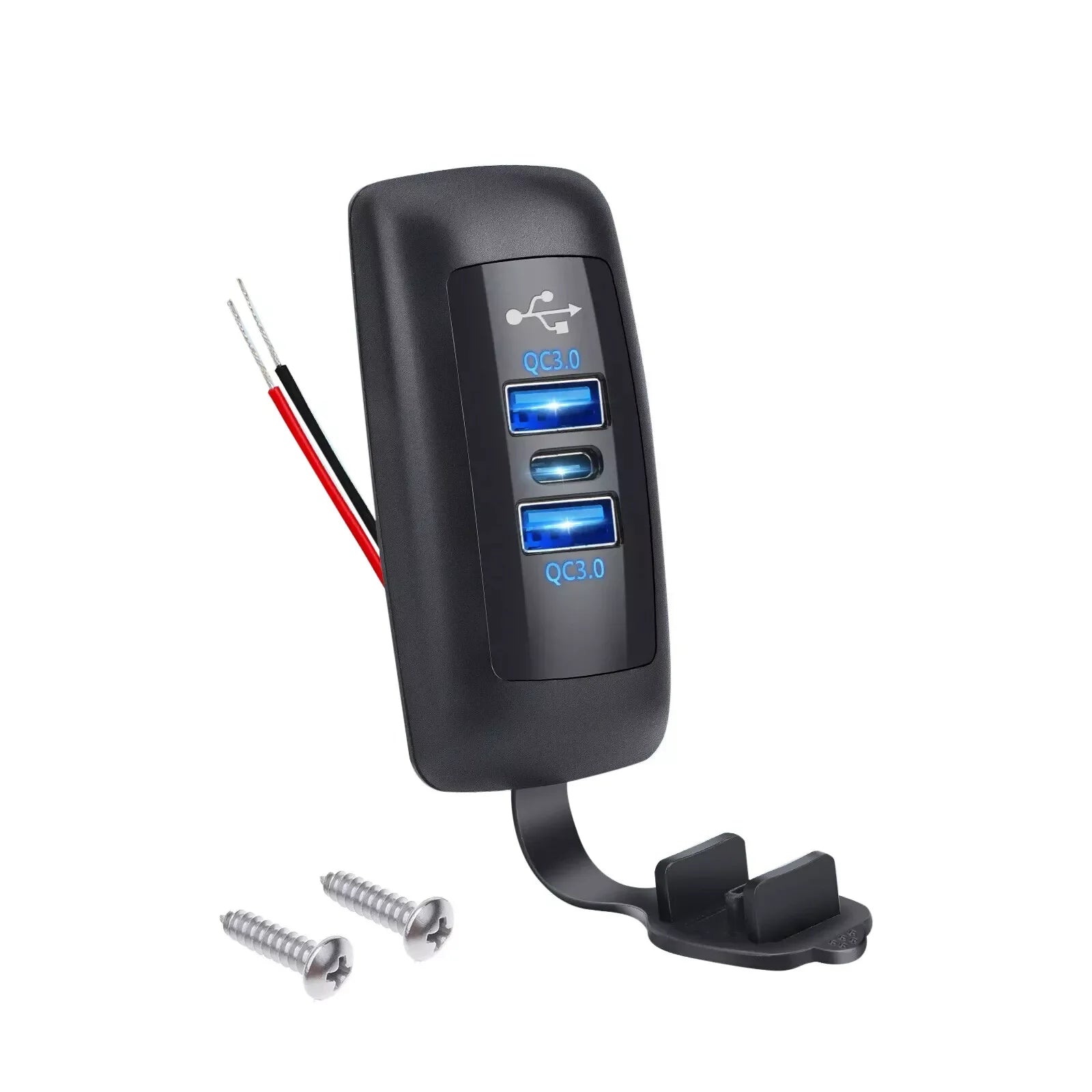 Universal 3 Ports 12V 24V Car Charger Dual 18W QC3.0 Dual 30W PD3.0 Auto Charger Adapter For Car Motorcycle Waterproof For Phone