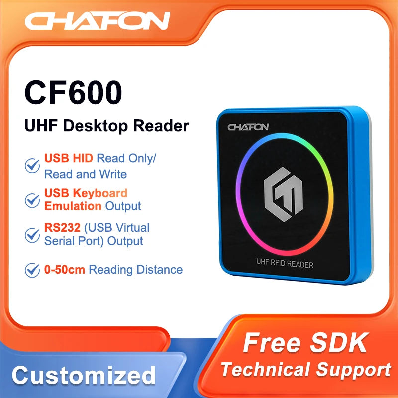 CHAFON CF600 usb rfid uhf reader and writer 865Mhz~868Mhz with complete English SDK demo software user manual source code