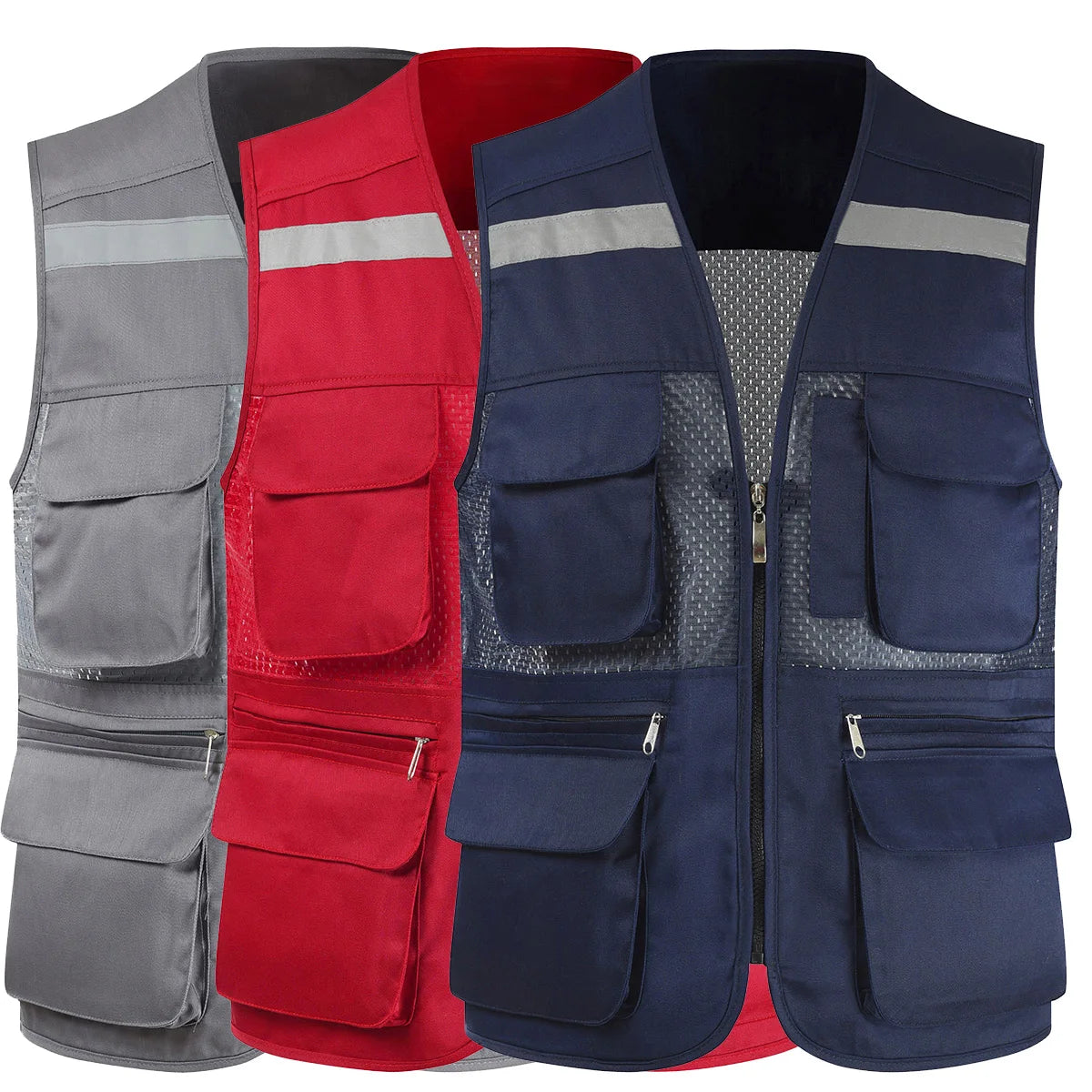 Men's Summer Mesh Vest Photography Work Multi-Pockets Outdoors Journalist's Vest Sleeveless Jackets