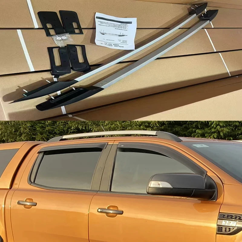Aluminum Alloy Car Roof Rack Cross Bar For Ford Ranger T6 T7 T8 2012-2022 Rails Bar Luggage Carrier Bars Top Racks Rail Boxes