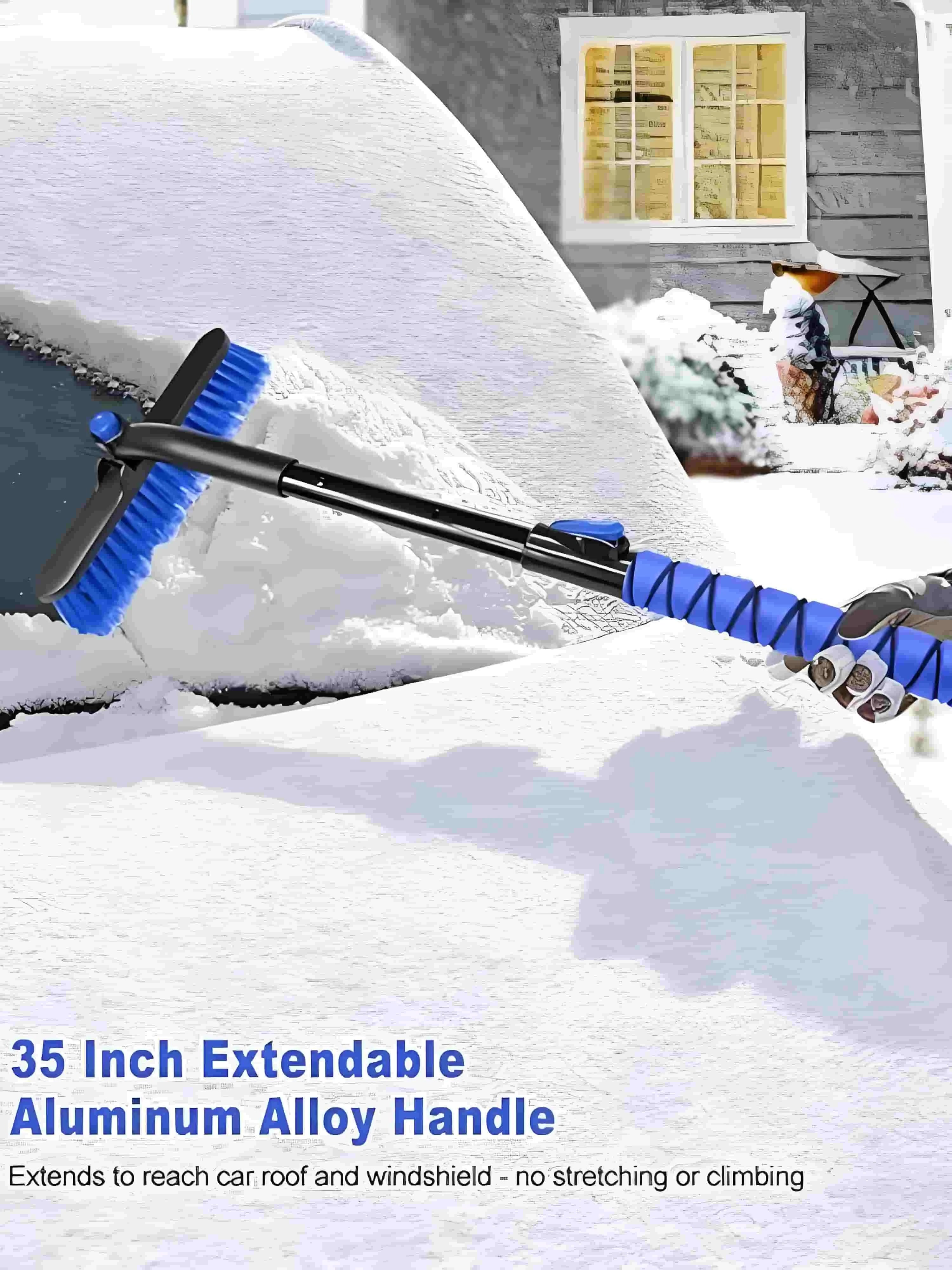 Ice Scraper and Brush for Car, Snow Brush and Ice Scraper with Foam Grip, Detachable Snow Scraper for SUV Truck Jeep Vehicle