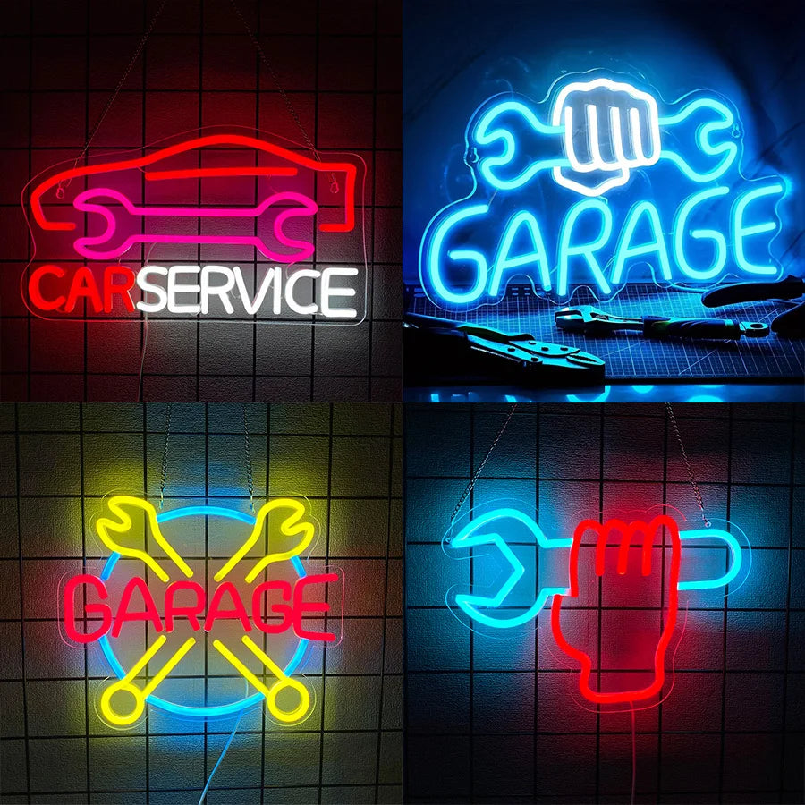 Garage Neon Sign For Wall Decor,Led Neon Light For Man Cave, Car Room, Auto Repair Shop, Car Enthusiast ,Party,Car Repair Shop