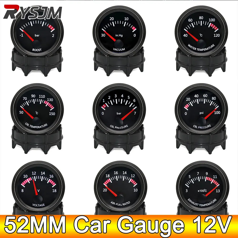 AD 52mm Water Temp/Oil Temp/Voltmeter/Oil Press BAR PSI /Vacuum/Boost Gauge/Air Fuel Ratio/EGT Gauge With Sensor Fit for 12V Car