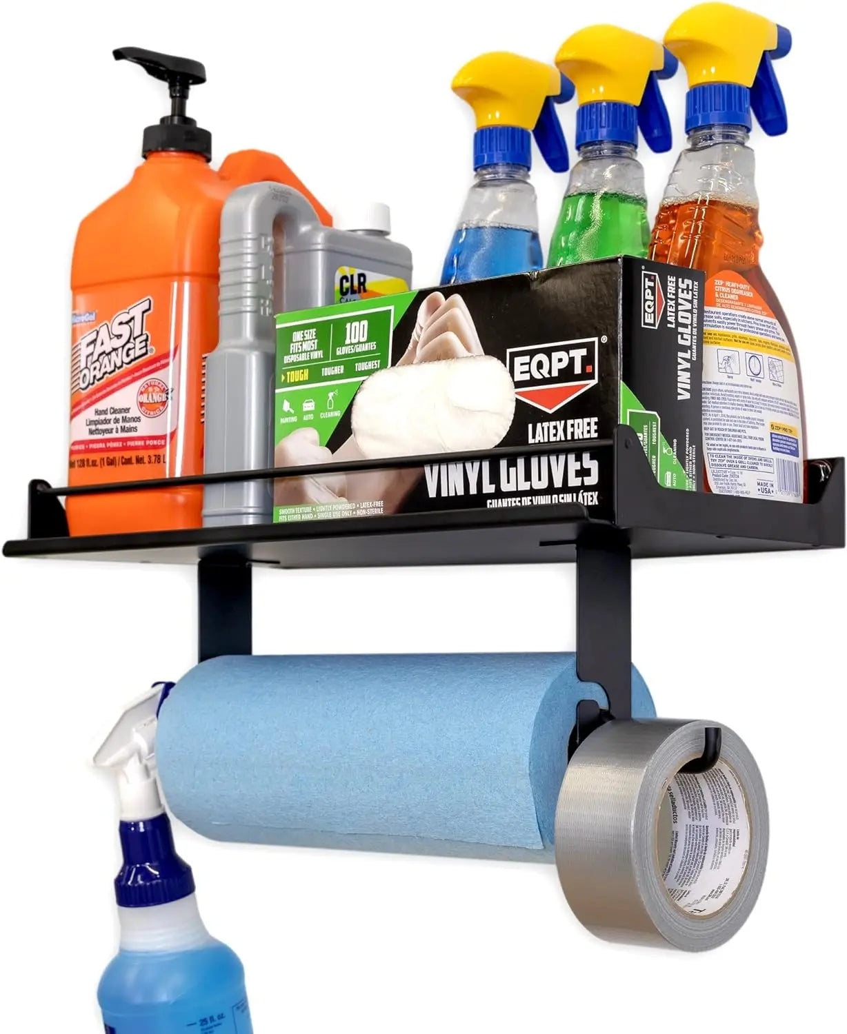 Garage Quick Clean Station Paper Towel Holder Wall Mount Shelf One-Hand Tear Garage Organization and Storage Rack