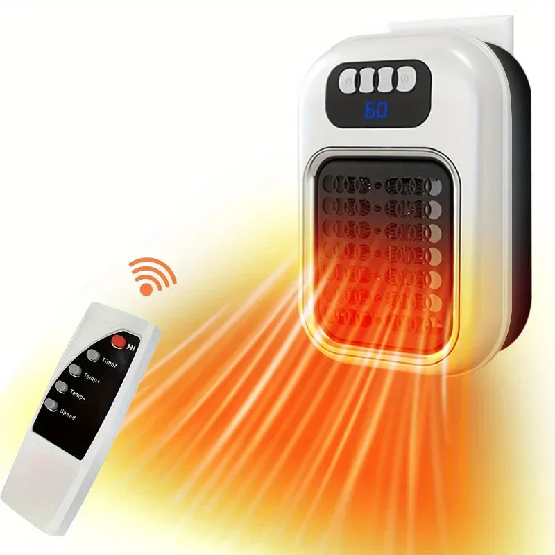 Wall Mounted Portable Small Electric Heater With Remote Control, Adjustable Silent Thermostat Suitable For Home Offices Bathroom