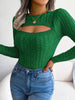 Women'S Long Sleeve Hollow Sweater | High Stretch Fabric, Crew Neck, Sexy Slim Fit, Autumn/Winter