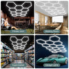 Hexagon Led Garage Lights 14 Hex Grid Super Bright Led Garage Ceiling Lights 6500K Hex Led Lights for Garage Wall Workshop