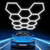 Hexagon Led Garage Lights 14 Hex Grid Super Bright Led Garage Ceiling Lights 6500K Hex Led Lights for Garage Wall Workshop