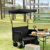 300kg Folding Wagon with Canopy & Seats, Heavy Duty Beach Cart for Camping, Picnic, Grocery Shopping, Portable Utility Pull Cart