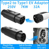 Ev Charging Type2 to Type1 AC Charger Adapter 32A Type2 to GB/T Electric Car Adaptor Type1 to GBT Conventor Type1 to Type2 EVSE