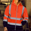 Men Reflective Stripe Hoodie Sweatshirt Long Sleeve Fitting Zipper Hooded Pullover Sanitation Workers Work Clothes Sweatshirt