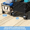Folding Wagon With Rebound Handle- Wagons Carts Heavy Duty Foldable - Beach Wagon Camping Garden Shopping Grocery Cart