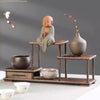 Natural Solid Wood Decorative Shelves for Wine Tea Sets Pedestal Crafts Vase Flower Pot Bonsai Buddha Display Stand Storage Rack