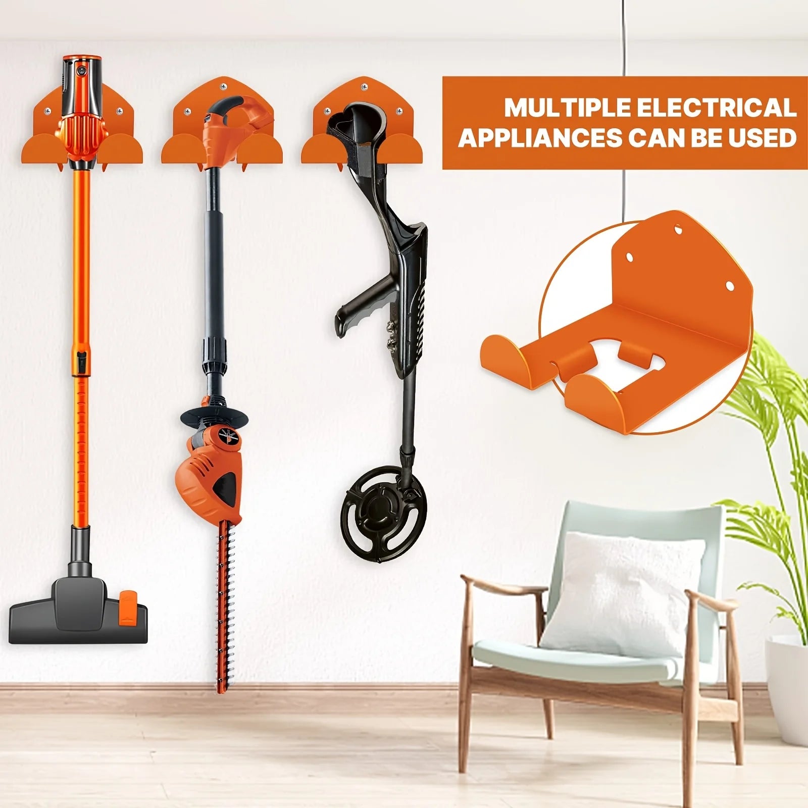 1 Heavy-Duty Iron Garage Storage RackSuitable for Trimmer and Power Tools - Space-Saving Wall-Mounted Storage Rack