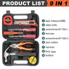 8/9/12/13Piece Tools Set General House hold Hand Tool Kit with Plastic Toolbox Storage Case Used to Car repair And home Repair