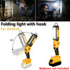 For Dewalt 18V 20V DCB201 DCB203 Li-ion Battery Handheld Camping FloodLight 1200lm LED Work Light With Hook Foldable Flashlight