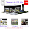 GFans 1/64 Car Garage Diorama Model Storage Display Box Small Garage Scene Acrylic Car Showroom Parking Lot Kids Xmas Gift Toys