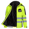 Hi Viz Yellow Workwear Suits for Work in Winter 3 in 1 Hi Vis Workwear Waterproof Jacket with Linner and Working Pants Men Set