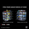 1:64Car Garage Models 4-Story Steel Frame Garage & Parking Lot  Light-Up Assembly Simulation Model Car Garage Model Parking Lots