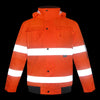 Winter High Visibility Warm Jacket for Men Fluorescent Orange Waterproof Jacket Reflective Bomber Jacket Workwear