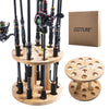 Goture Durable Double Layer Wooden Fishing Rod Holder 12 Rod Storage Capacity for Garage Fishing Rod Display Stand Fixed Frame