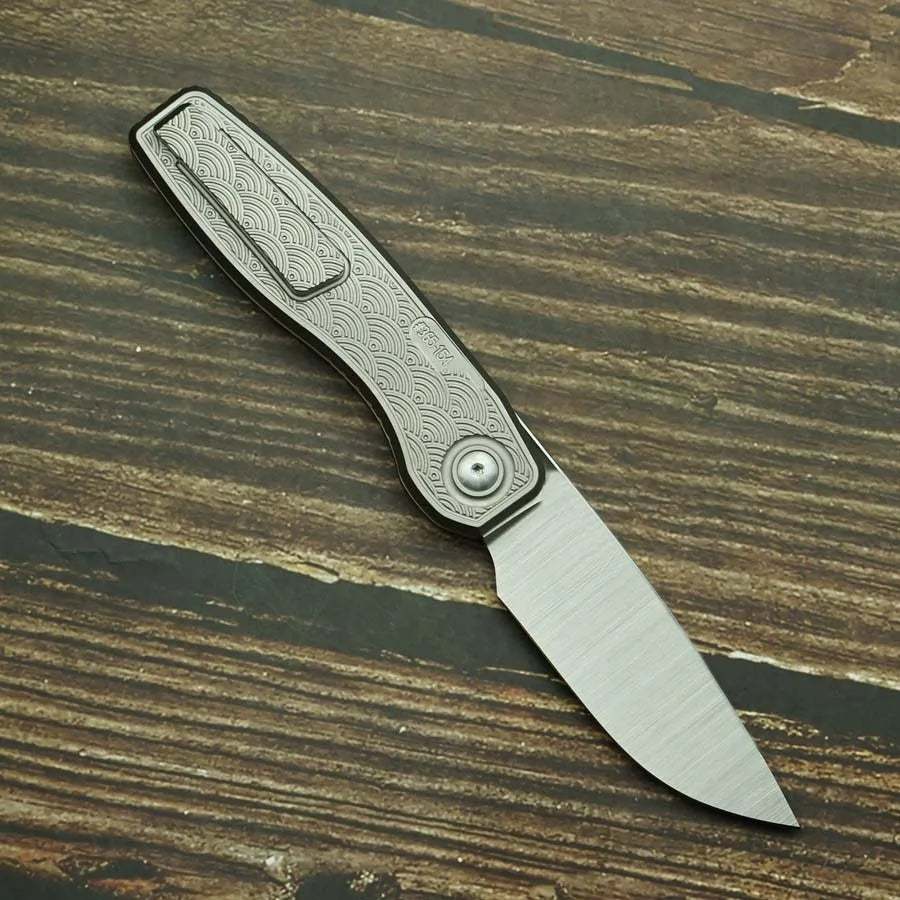 LEMIFSHE New Brown Mini FSD Real Titanium Alloy Handle 154CM Steel Outdoor Camping Survival Pocket EDC Tool Folding Knife