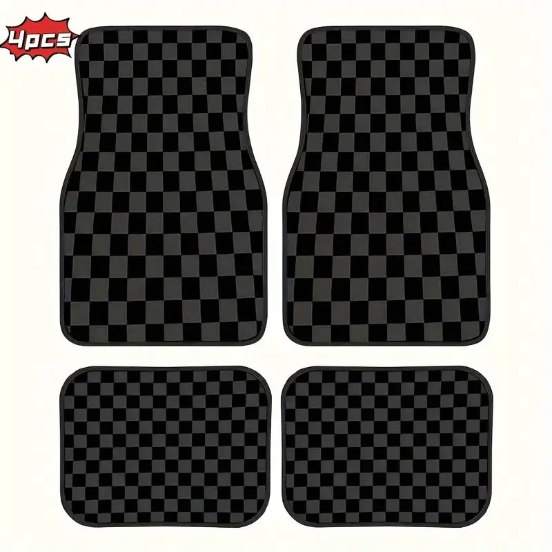 4pcs Car Floor Mats Set Black Absorbent Non-Slip Washable Polyester For SUVs Protection Car Interior Decor Washable Floor Mats