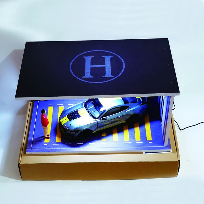 1 18 Garage for Model Diecast 1:18 Model Car Diorama Garage Parking Lot Acrylic Dust Cover Toy Dustproof Display