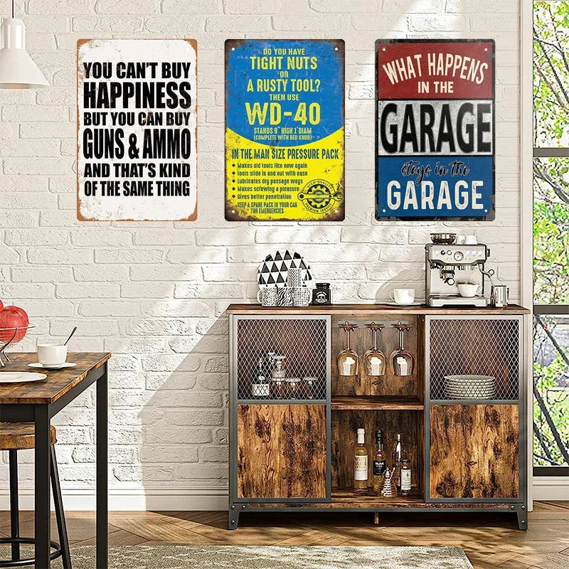 Garage Signs Man Cave Vintage Plaque My Rules Retro Metal Plate Funny Simply Saying Wall Decor Best Gift For Husband Custom Gift