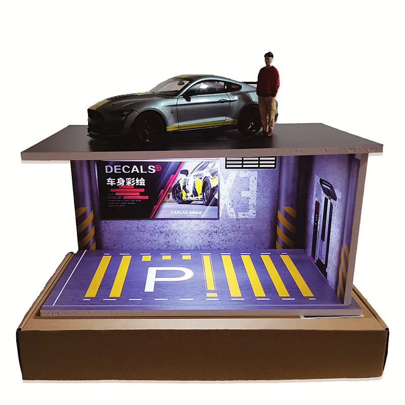 1 18 Garage for Model Diecast 1:18 Model Car Diorama Garage Parking Lot Acrylic Dust Cover Toy Dustproof Display