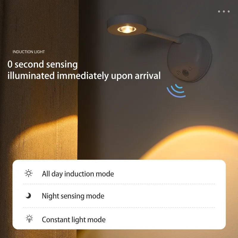 Motion Sensor Light Wireless Wall Lamp Rechargeable TYPE-C USB LED For Kitchen  Bedroom Mural Living Room Sensor Indoor Lighting