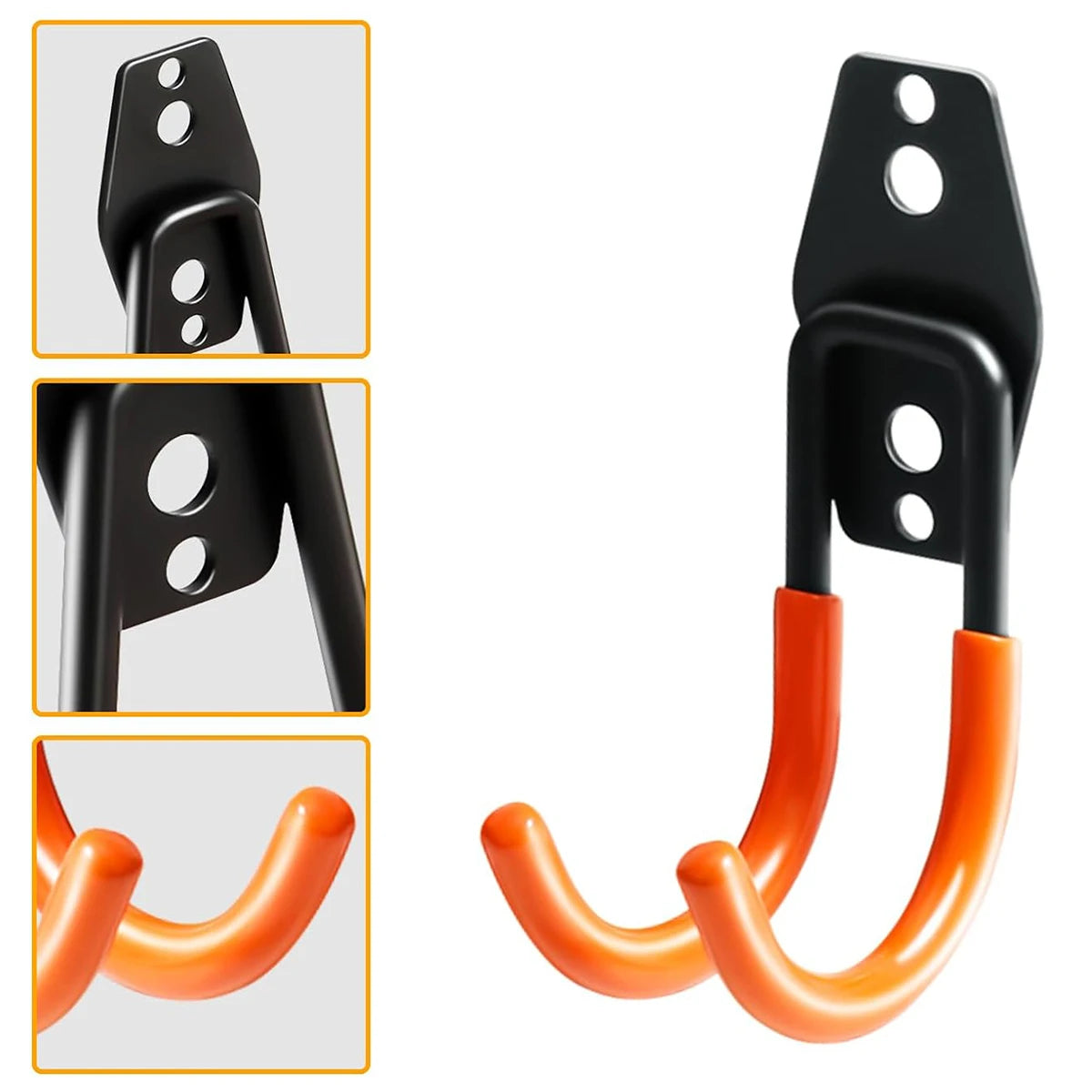 Garage Storage Utility Hooks，Garage Garden Tool Organizer,Steel Wall Garden Mount Hooks(Type O,Circular, wavy shape-Orange）