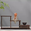 Natural Solid Wood Decorative Shelves for Wine Tea Sets Pedestal Crafts Vase Flower Pot Bonsai Buddha Display Stand Storage Rack