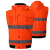 Winter High Visibility Warm Jacket for Men Fluorescent Orange Waterproof Jacket Reflective Bomber Jacket Workwear