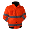 Winter High Visibility Warm Jacket for Men Fluorescent Orange Waterproof Jacket Reflective Bomber Jacket Workwear