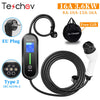 Teschev Portable EV Charger Type2 IEC 62196 Electric Car Charger 3.5KW 16A 1Phase EVSE Fast Charging Wallbox EV Charging Station